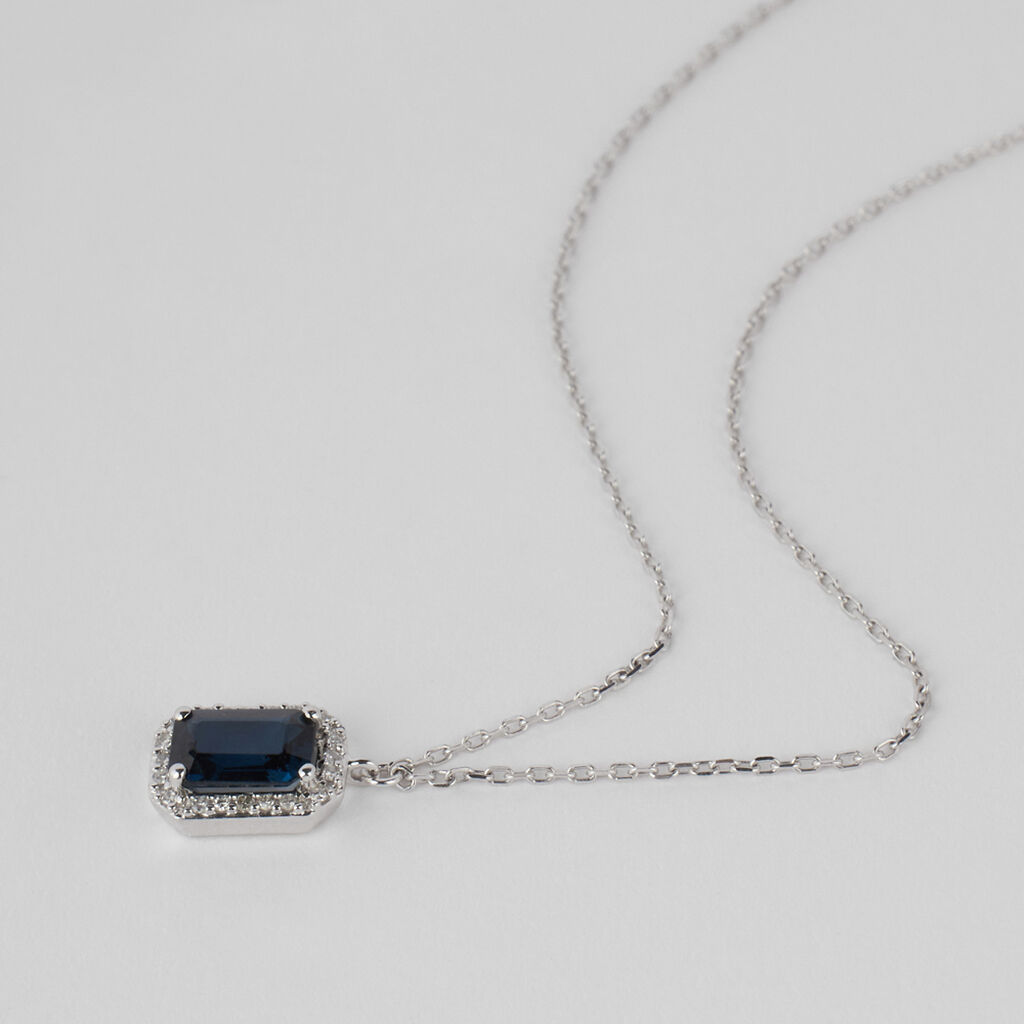 Collana Charlotte Oro Bianco Zaffiro Diamante - Collane Donna | Stroili