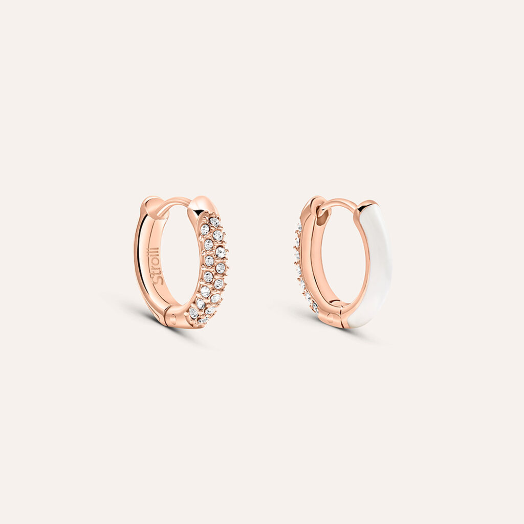 Orecchini A Cerchio Lady Sweet Acciaio Rosa Cristallo - Orecchini a Cerchio Donna | Stroili
