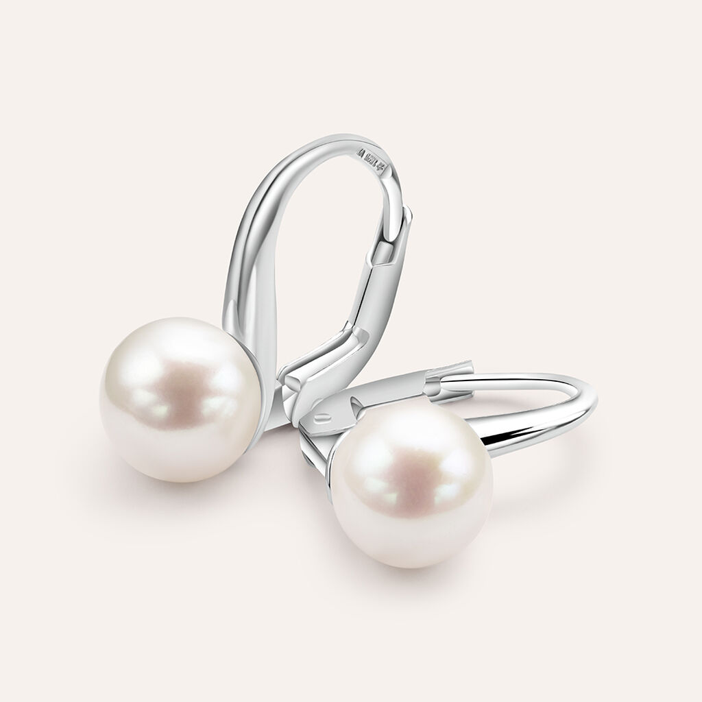 Orecchini Lobo Monachella Gabrielle Oro Bianco Perla D'Acqua Dolce