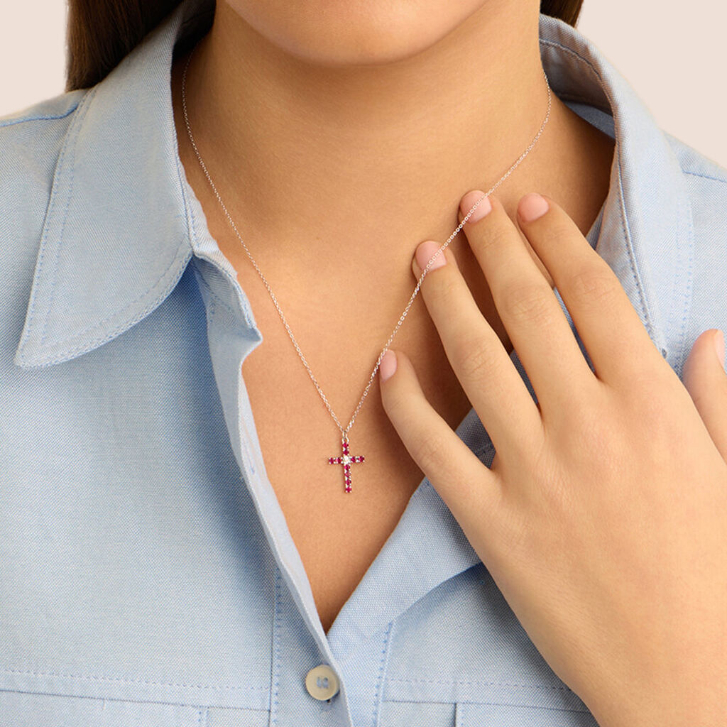 Collana Charlotte Oro Bianco Rubino Diamante