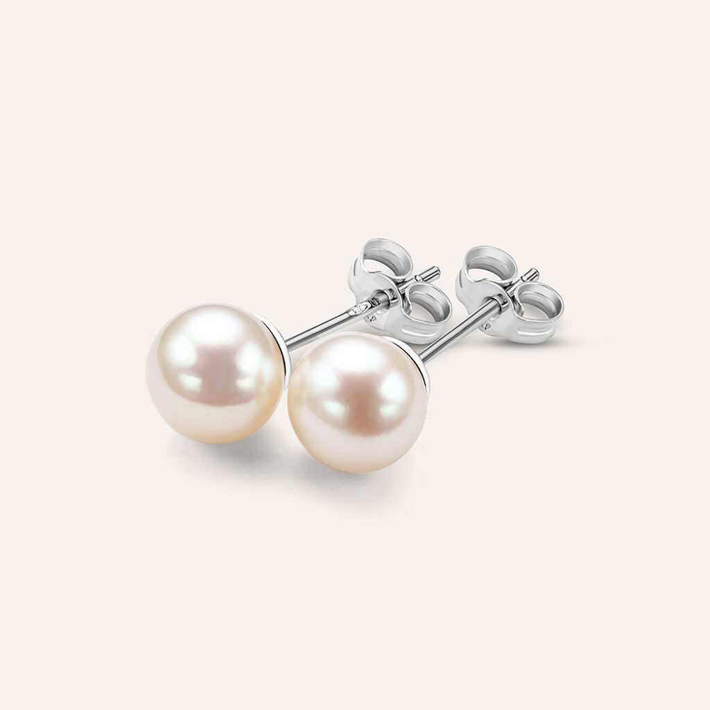 Orecchini Lobo Gabrielle Oro Bianco Perla D'Acqua Dolce - Orecchini a Lobo Donna | Stroili