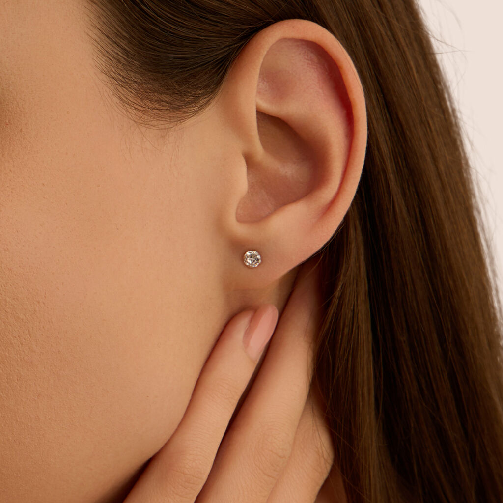 Orecchini Lobo Punto Luce Bon Ton Oro Bianco Cubic Zirconia