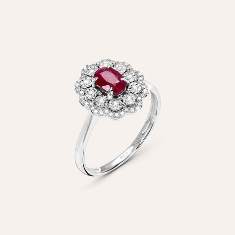 Anello Solitario Elizabeth Crown Oro Bianco Rubino Diamante - Anelli con Pietre Donna | Stroili