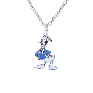 Collana in acciaio con ciondolo Paperino e strass