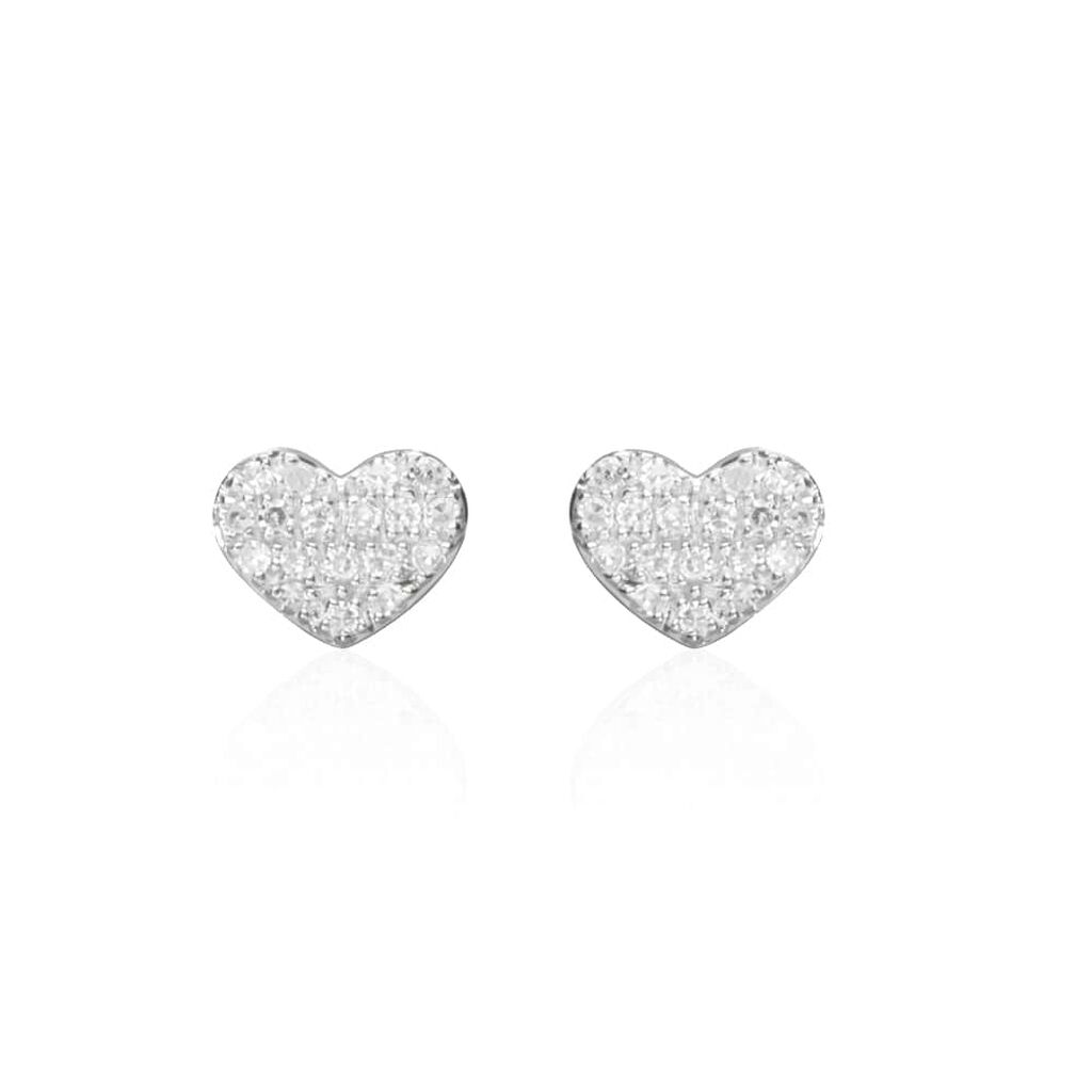 Orecchini a lobo Cuore in oro bianco e diamanti 0.0104 ct