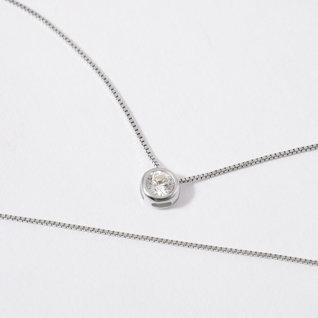 Tennis Necklace 18K White Gold Plated 5mm Round - Foto 10