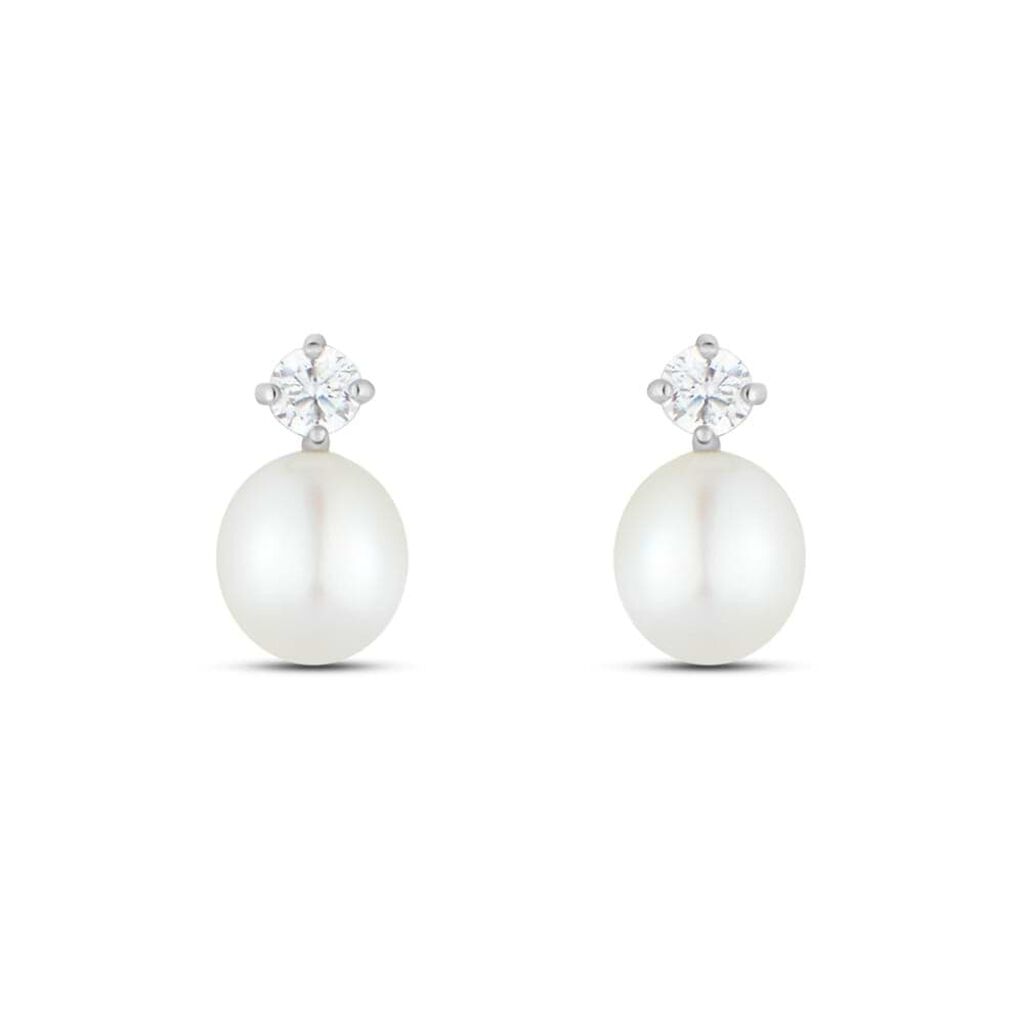 Orecchini Lobo Bon Ton Oro Bianco Perla D'Acqua Dolce Cubic Zirconia - Orecchini a Lobo Donna | Stroili