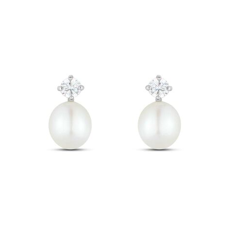 Orecchini Lobo Bon Ton Oro Bianco Perla D'Acqua Dolce Cubic Zirconia - Orecchini a Lobo Donna | Stroili