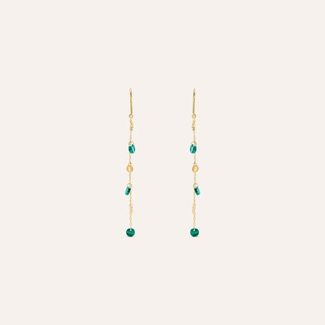 Orecchini Pendenti Beverly Oro Giallo Malachite - Orecchini Pendenti Donna | Stroili