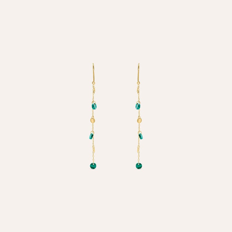 Orecchini Pendenti Beverly Oro Giallo Malachite - Orecchini Pendenti Donna | Stroili