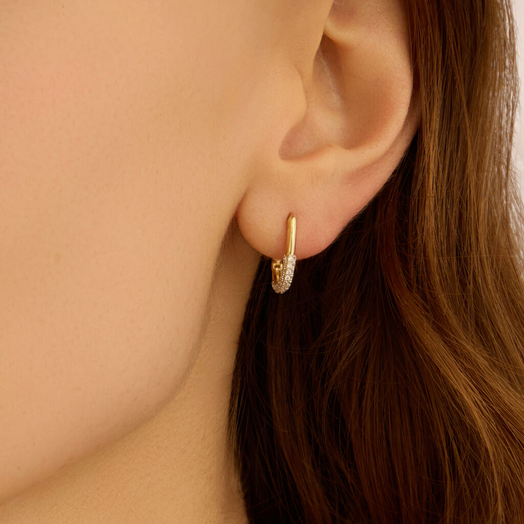 Orecchini A Cerchio Toujours Oro Giallo Cubic Zirconia