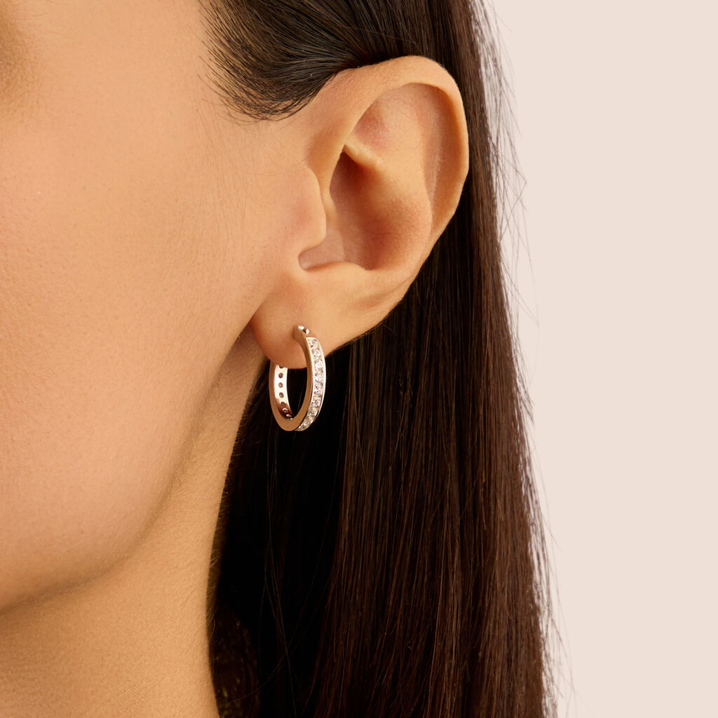 Orecchini A Cerchio Silver Elegance Argento Rodiato Cubic Zirconia - Orecchini a Cerchio Donna | Stroili