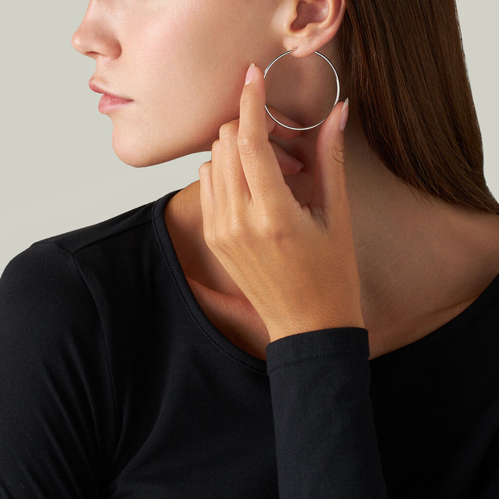 Orecchini A Cerchio Toujours Oro Bianco - Orecchini a Cerchio Donna | Stroili