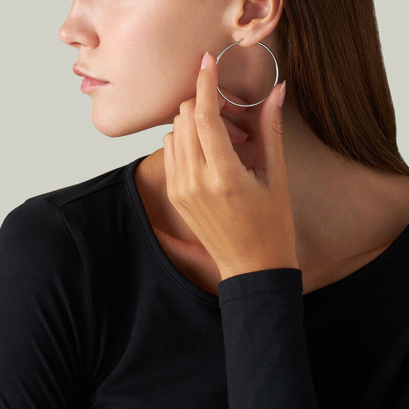 Orecchini A Cerchio Toujours Oro Bianco - Orecchini a Cerchio Donna | Stroili