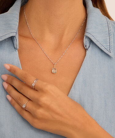 Anello Solitario Am&eacute;lie Oro Bianco Topazio