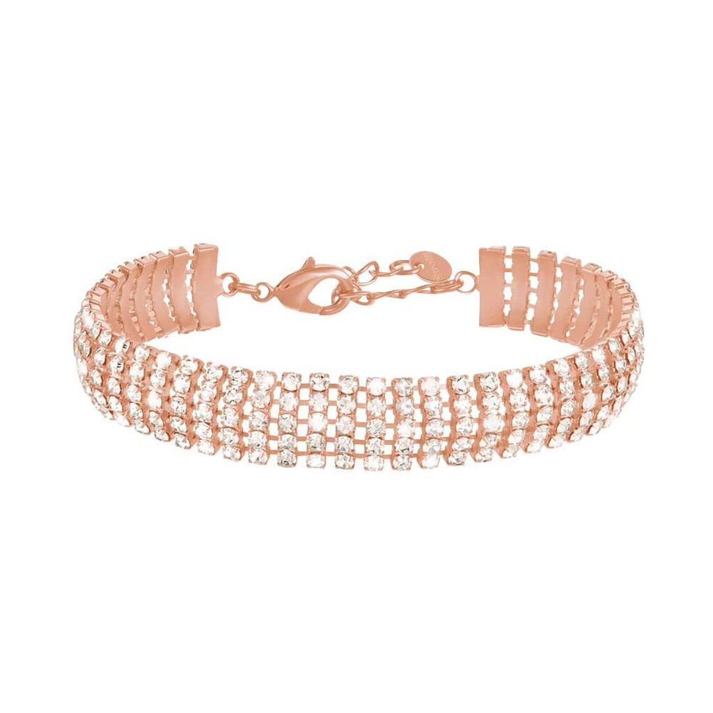 Bracciale Tennis Romantic Shine Metallo Rosa Cristallo