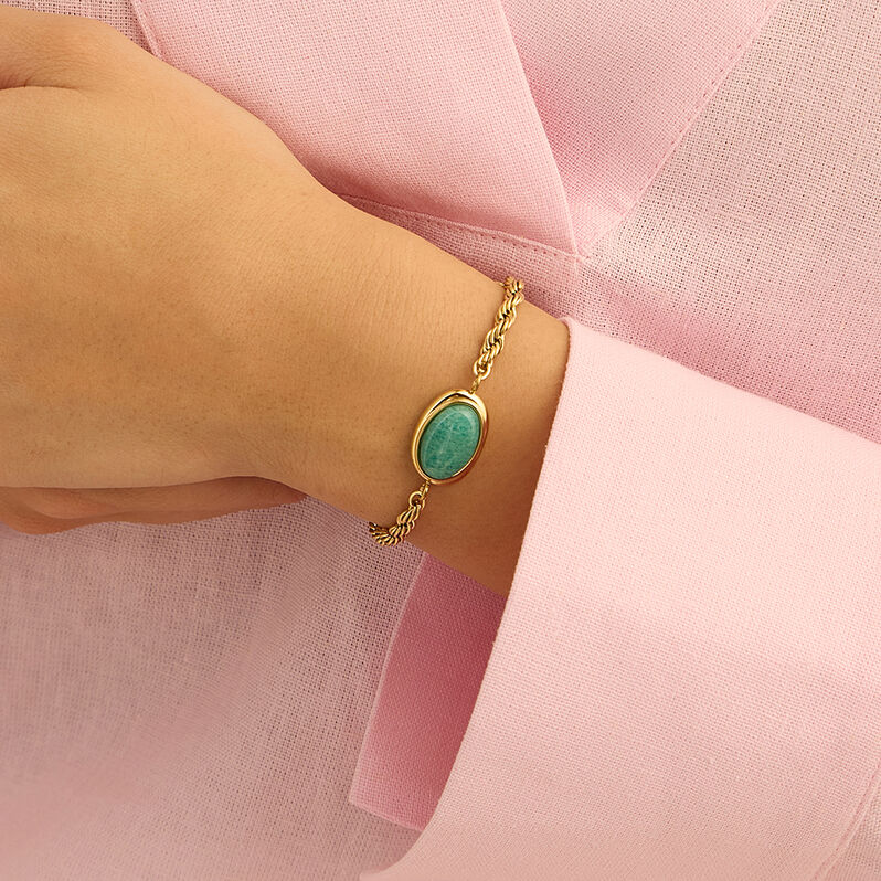 Bracciale Catena Radiance Acciaio Dorato Amazzonite - Bracciali Donna | Stroili