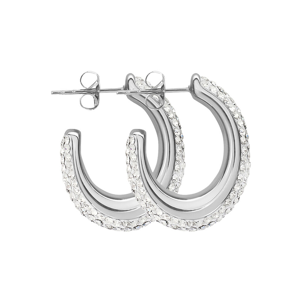 Orecchini A Cerchio Aura Acciaio Cristallo