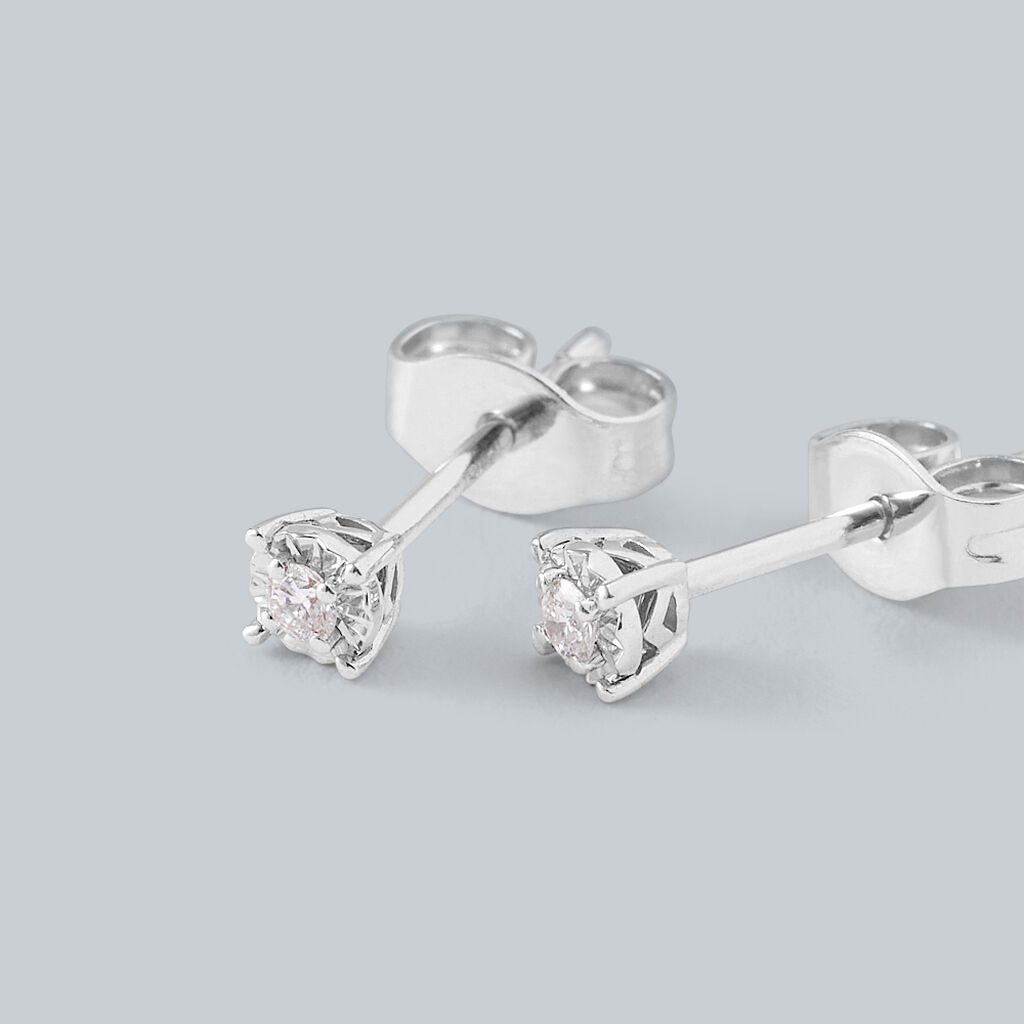 Orecchini Lobo Punto Luce Diamotion Oro Bianco Diamante - Orecchini a Lobo Donna | Stroili