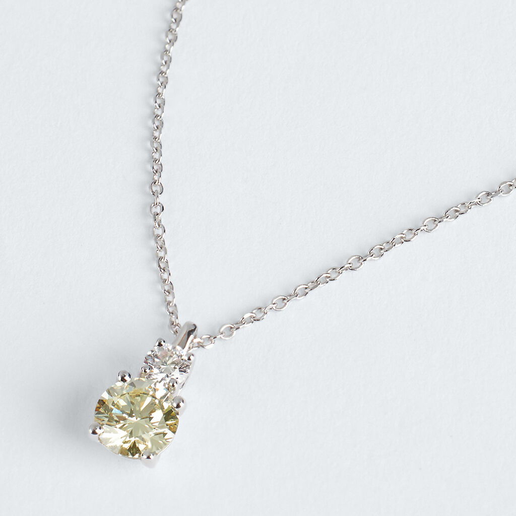 Collana Doppio Punto Luce Diamade Oro Bianco Diamante Lab-Grown