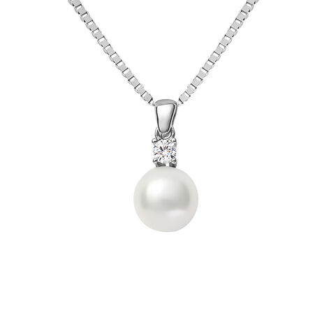 Collana Gabrielle Oro Bianco Perla D'Acqua Dolce Cubic Zirconia - Collane Donna | Stroili