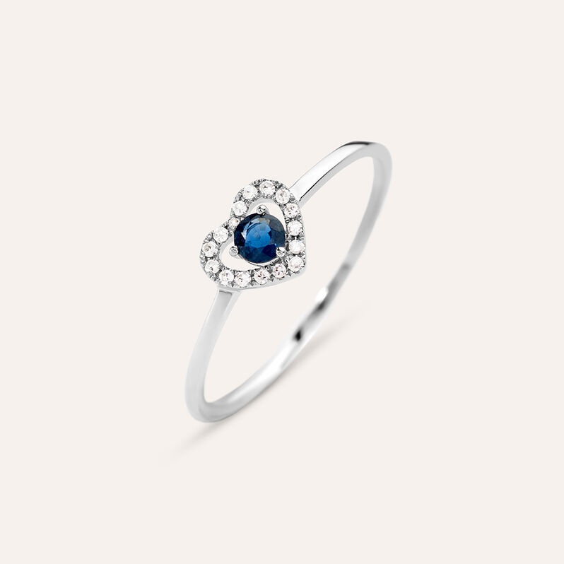 Anello Solitario Charlotte Oro Bianco Zaffiro Diamante - Anelli con Pietre Donna | Stroili