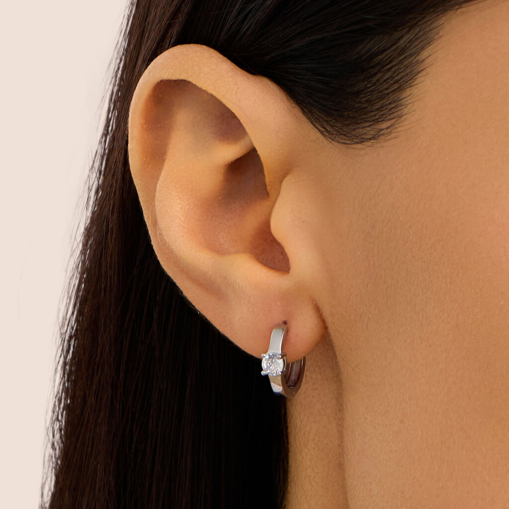 Orecchini A Cerchio Silver Elegance Argento Rodiato Cubic Zirconia