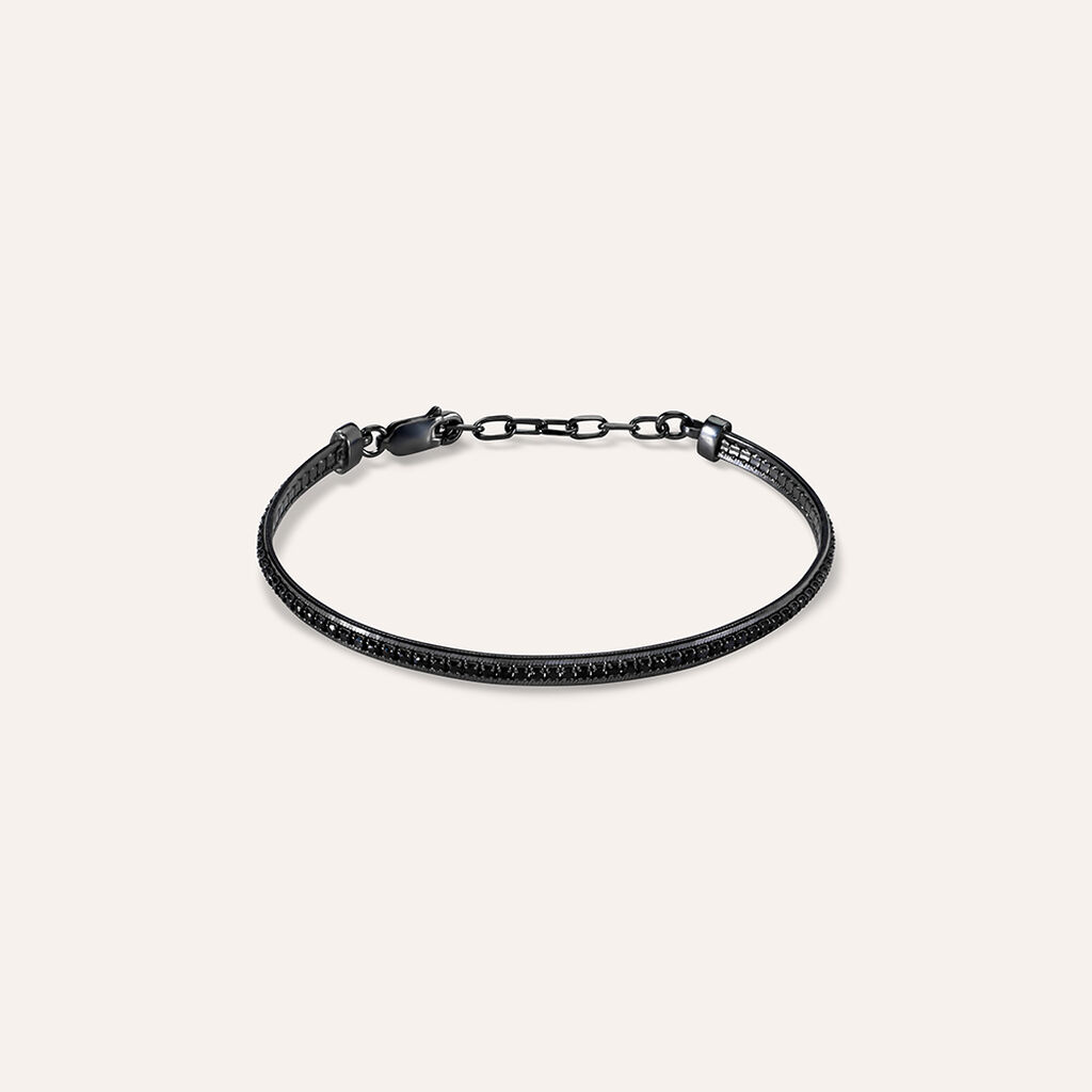 Bracciale Tennis Gentleman Argento Nero Cubic Zirconia