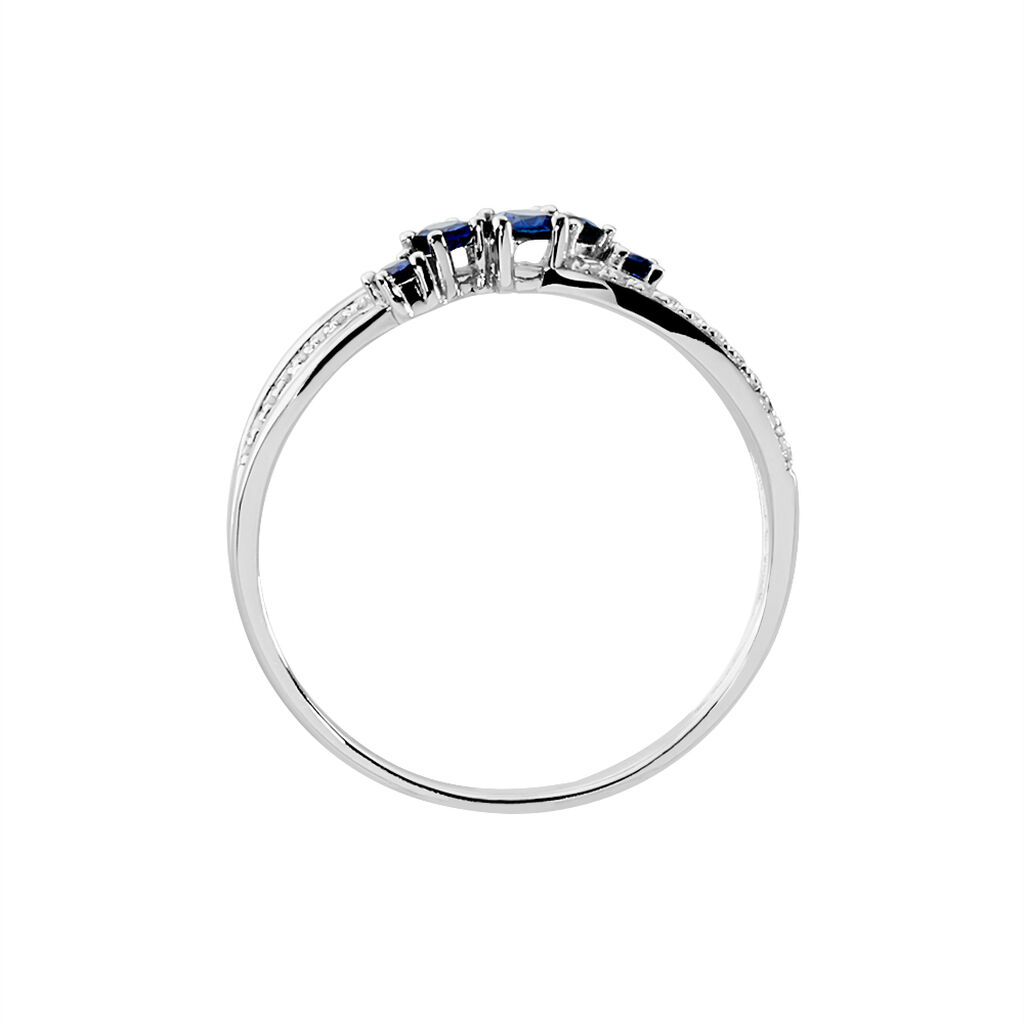 Anello Fascia Charlotte Oro Bianco Zaffiro Diamante - Anelli con Pietre Donna | Stroili