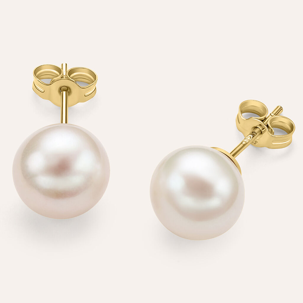 Orecchini Lobo Gabrielle Oro Giallo Perla D'Acqua Dolce