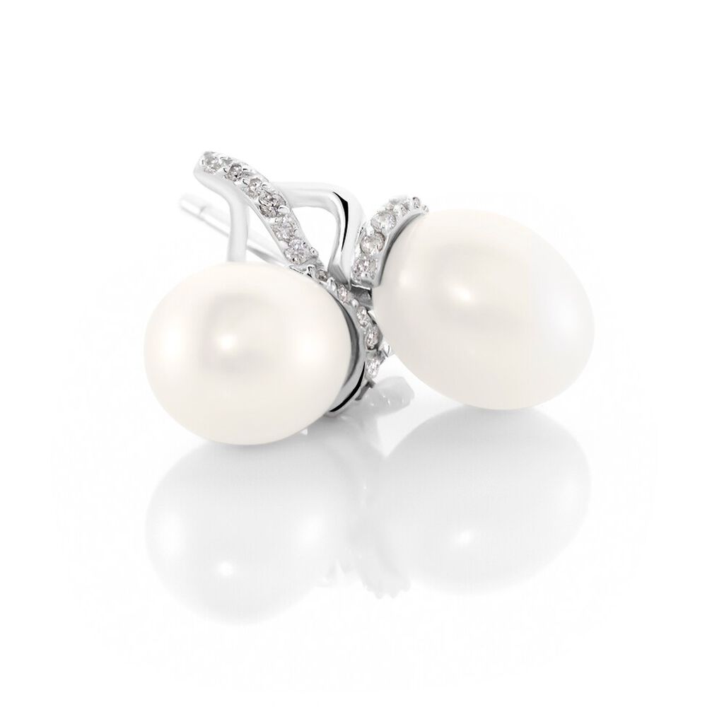 Orecchini Lobo Silver Pearls Argento Rodiato Perla sintentica Cubic Zirconia - Orecchini a Lobo Donna | Stroili