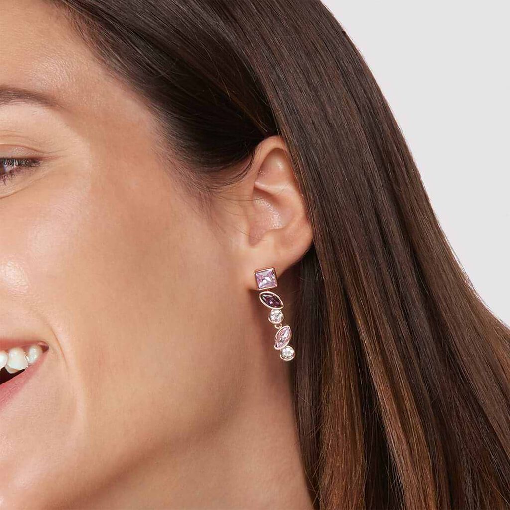 Orecchini Pendenti Violet Ottone Rosa Cristallo - Orecchini Pendenti Donna | Stroili