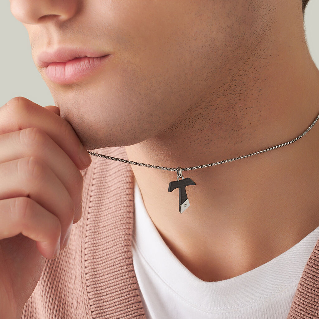 Collana Man Code Acciaio Bicolore Bianco / Nero Cubic Zirconia - Collane Uomo | Stroili