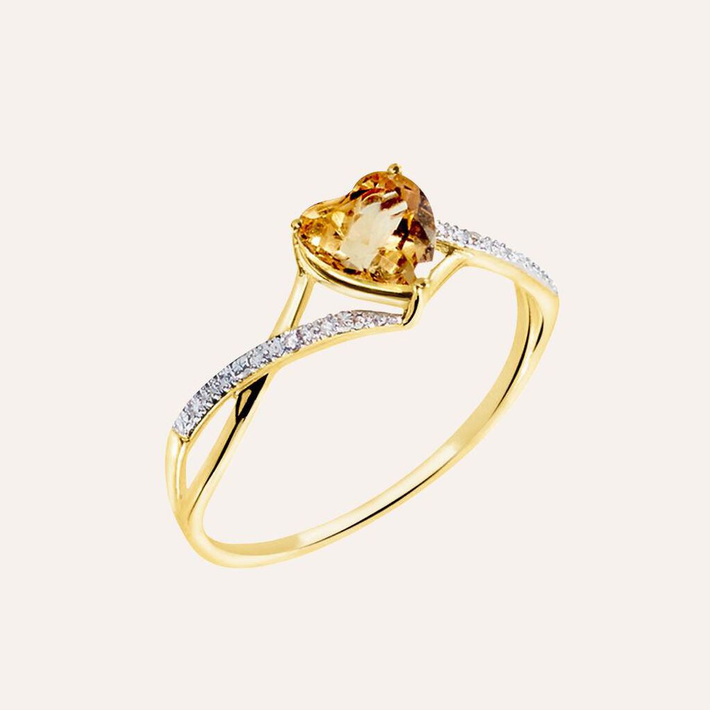Anello Am&eacute;lie Oro Giallo Citrino Cubic Zirconia