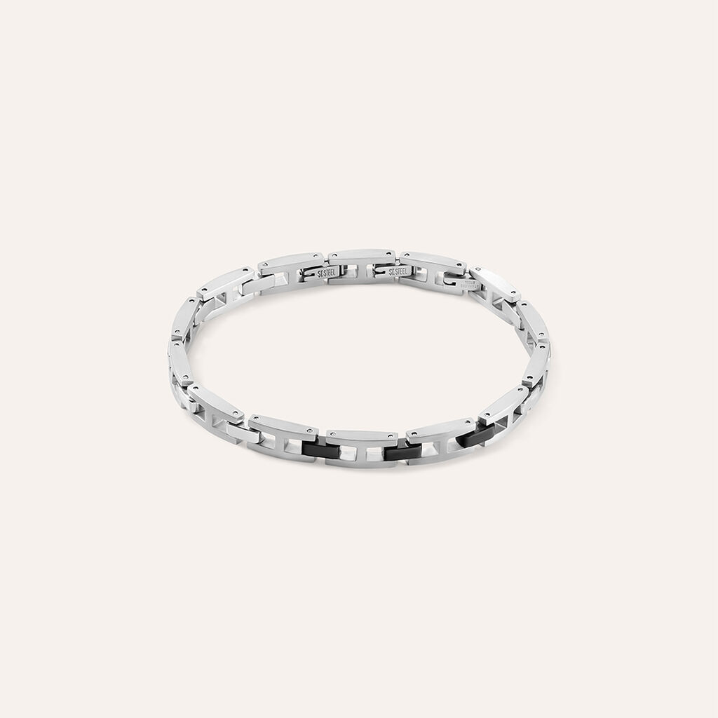 Bracciale Man Code Acciaio Bicolore Bianco / Nero - Bracciali Uomo | Stroili