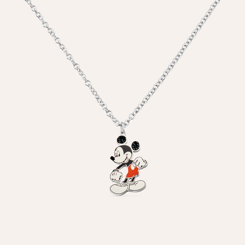 Collana in acciaio con ciondolo Topolino e strass neri - Collane Donna | Stroili