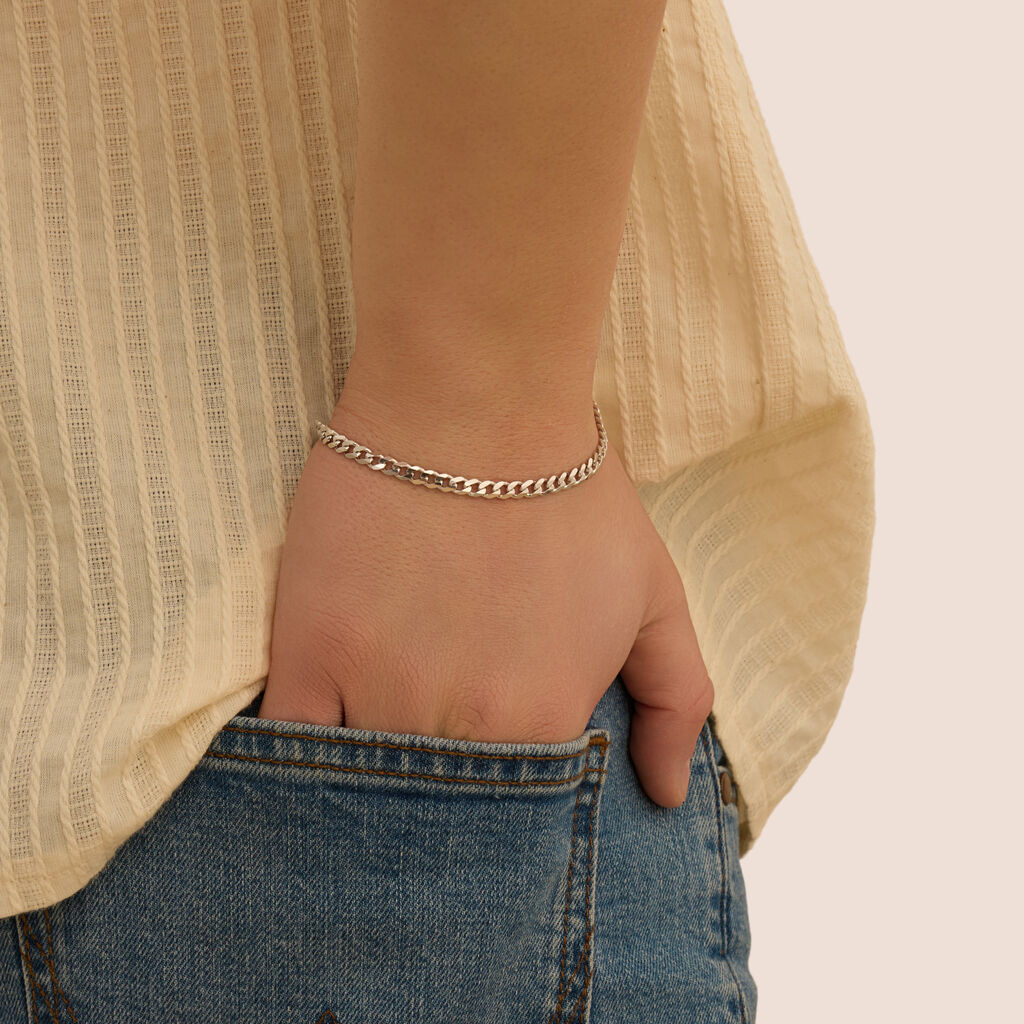 Bracciale Catena Gentleman Argento Rodiato