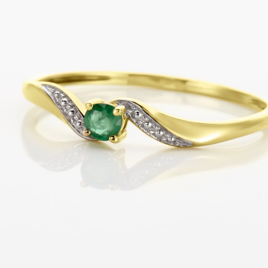 Anello Solitario Charlotte Oro Giallo Smeraldo