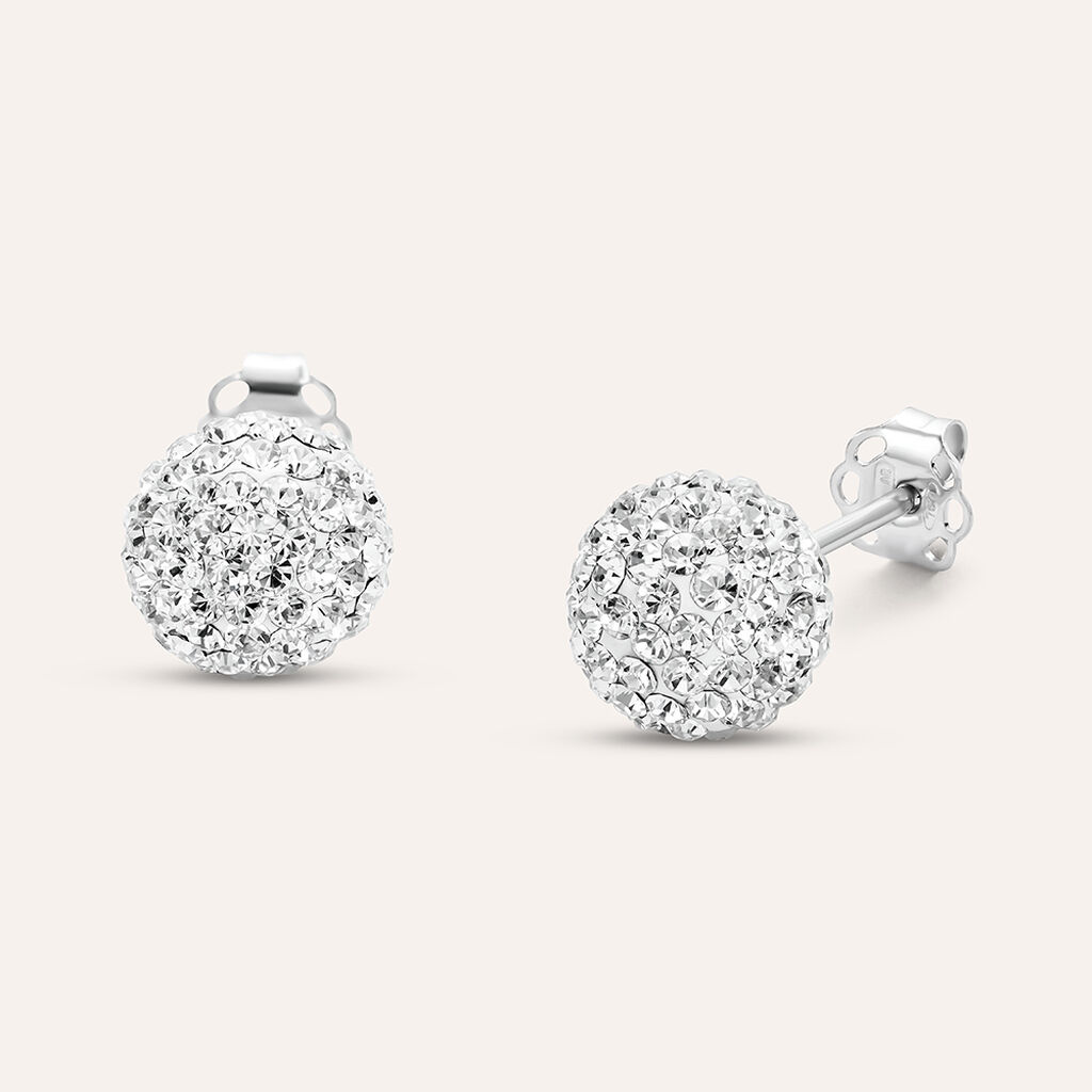 Orecchini Lobo Crystal Gold Oro Bianco Cristallo - Orecchini a Lobo Donna | Stroili