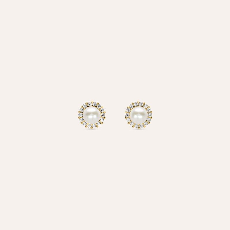 Orecchini Lobo Bon Ton Oro Giallo Perla D'Acqua Dolce Cubic Zirconia - Orecchini a Lobo Donna | Stroili