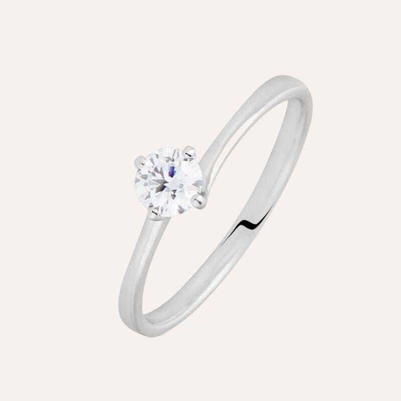 Anello Solitario Valentino Diamade Oro Bianco Diamante Lab-Grown - Anelli con Pietre Donna | Stroili