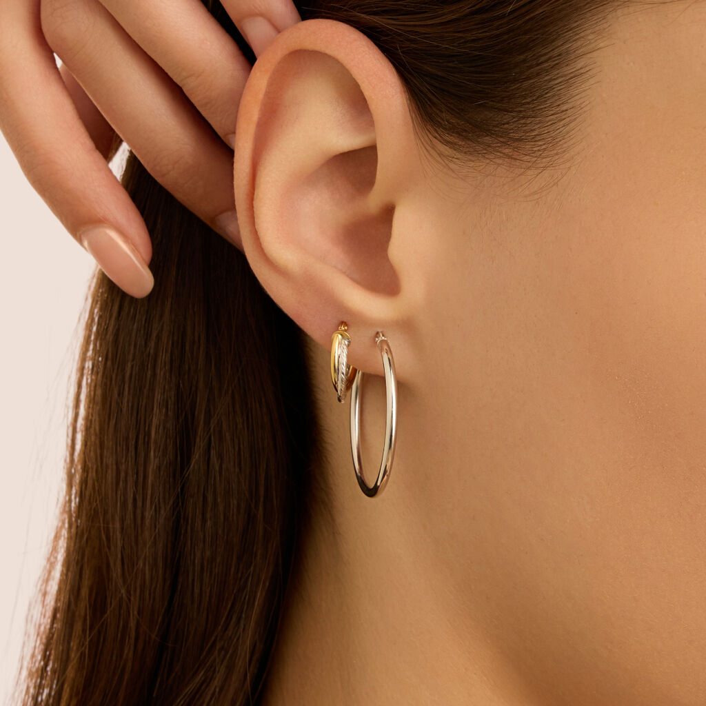 Orecchini A Cerchio Toujours Oro Bianco - Orecchini a Cerchio Donna | Stroili