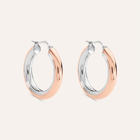Orecchini A Cerchio Lady Code Acciaio Bicolore Bianco / Rosa - Orecchini a Cerchio Donna | Stroili