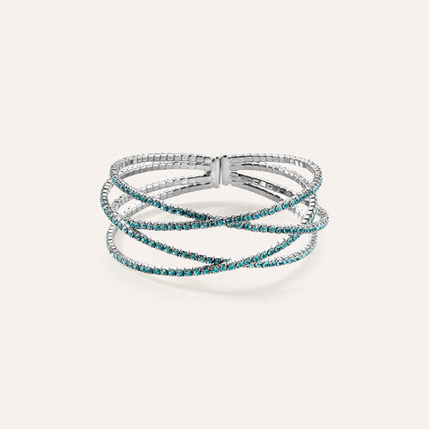 Bracciale bangle in metallo rodiato e cristalli - Bracciali Donna | Stroili