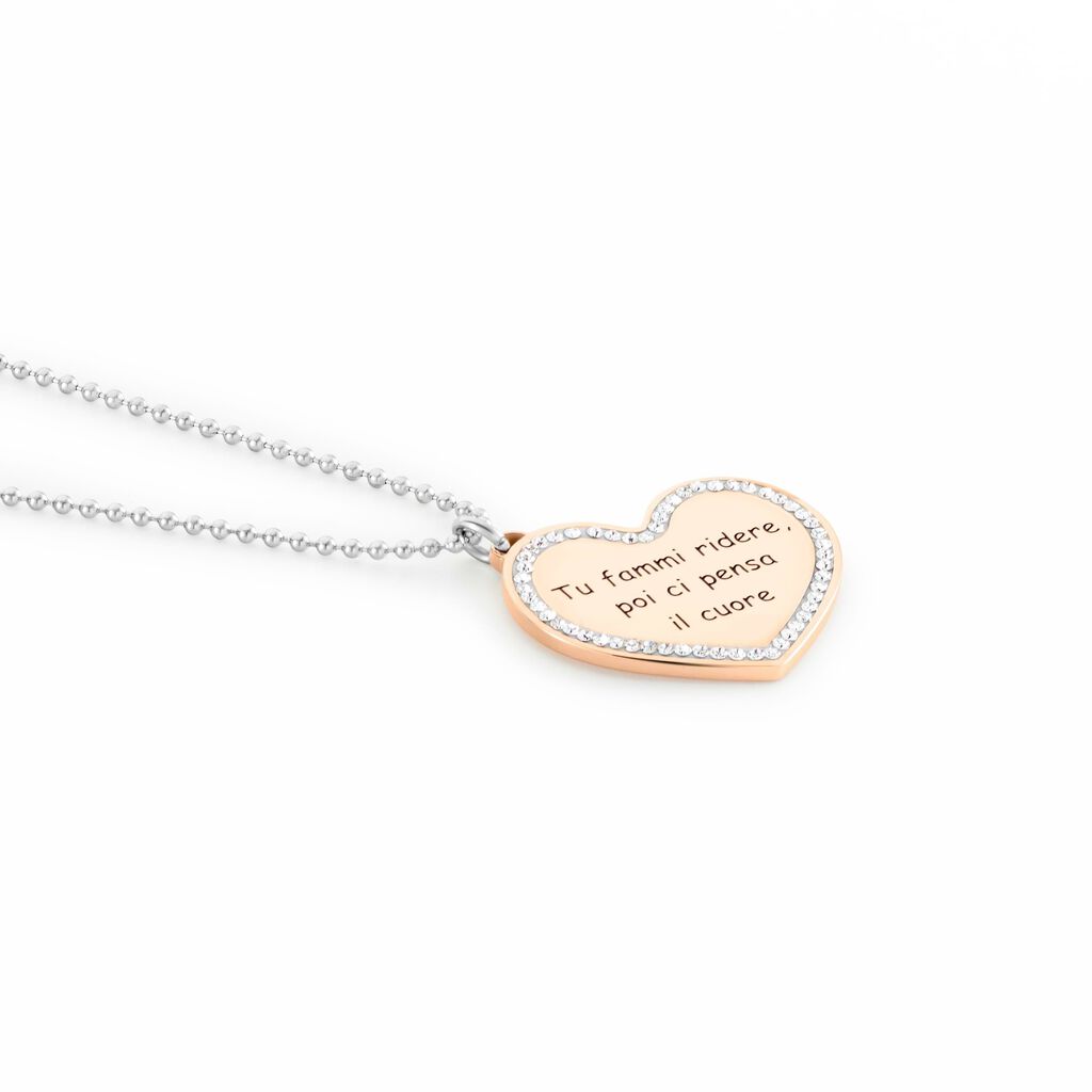 Collana Lady Message Acciaio Bicolore Love e Cristalli - Collane Donna | Stroili