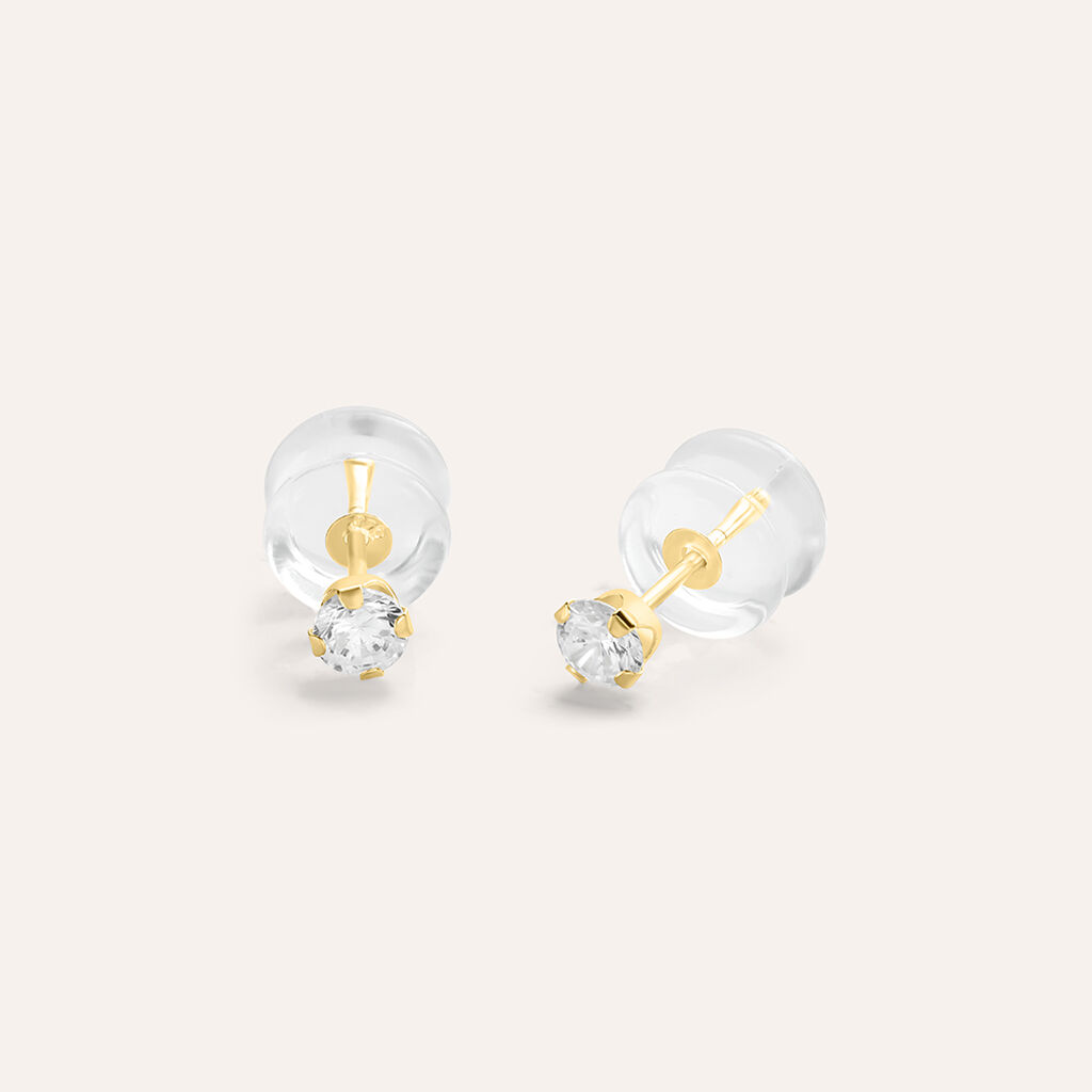 Orecchini Lobo Punto Luce Bon Ton Oro Giallo Cubic Zirconia