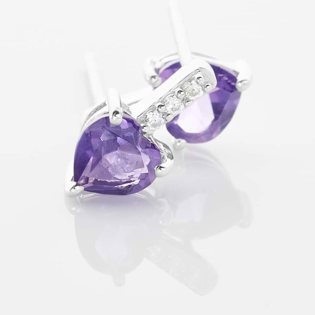 Orecchini Lobo Punto Luce Amélie Oro Bianco Ametista Cubic Zirconia - Orecchini a Lobo Donna | Stroili