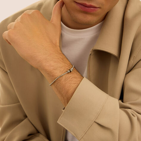 Bead Essential Code Acciaio Bicolore Bianco / Nero - Beads Uomo | Stroili