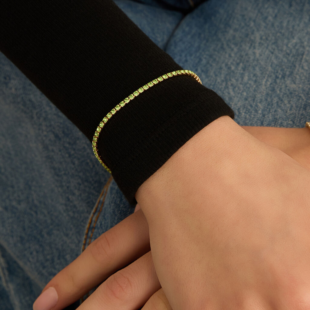 Bracciale Tennis Romantic Shine Metallo Dorato Cristallo