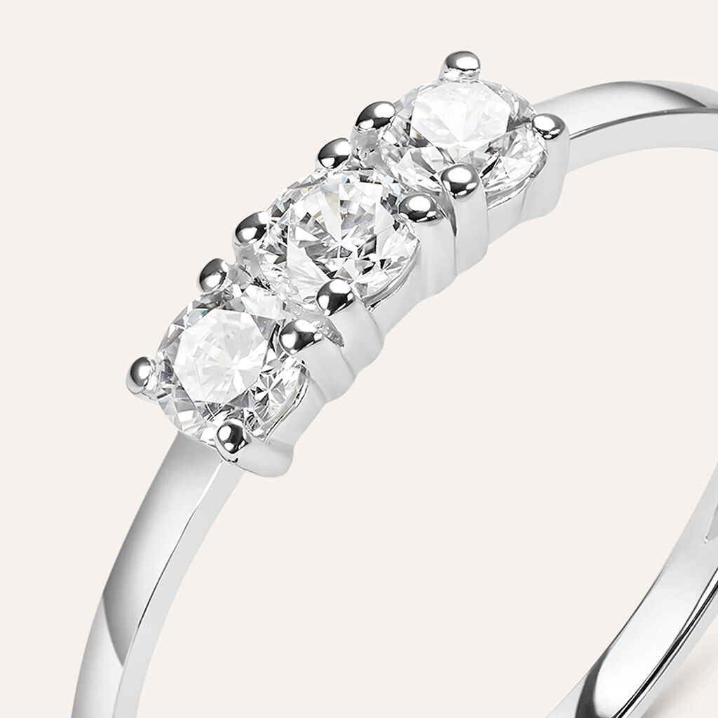 Anello Trilogy Claire Oro Bianco Cubic Zirconia - Anelli con Pietre Donna | Stroili